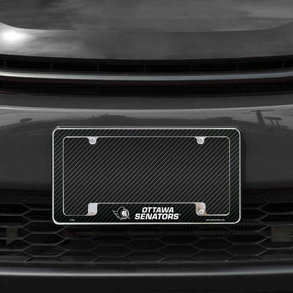 Ottawa Senators Metal License Plate Frame Chrome Tag Cover Carbon Fiber Design 6x12 Inch by Fielders Choice