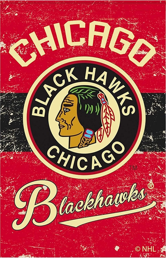 Chicago Blackhawks EG Vintage Retro Banner Premium 2-Sided 28x44 House Flag Hockey by Fielders Choice