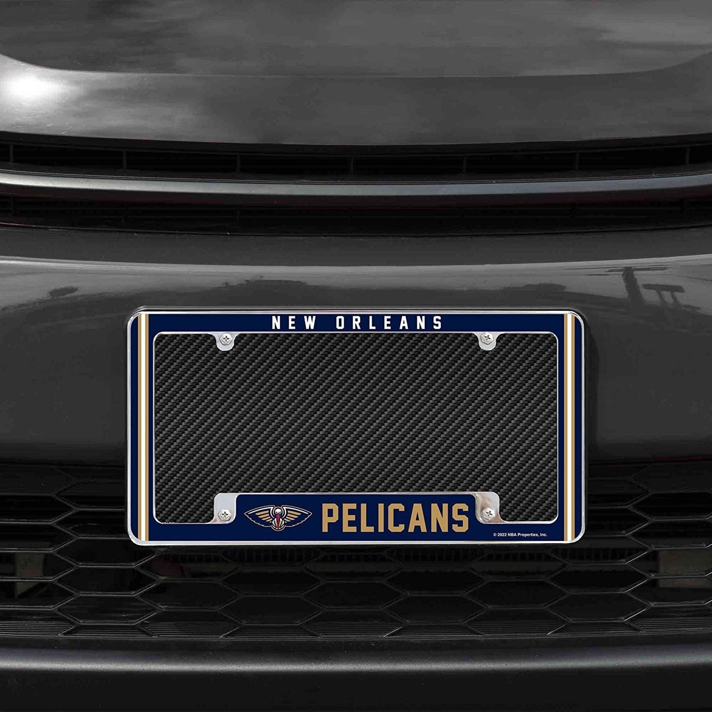 New Orleans Pelicans Metal License Plate Frame Chrome Tag Cover Alternate Design 6x12 Inch by Fielders Choice
