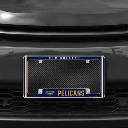 New Orleans Pelicans Metal License Plate Frame Chrome Tag Cover Alternate Design 6x12 Inch by Fielders Choice