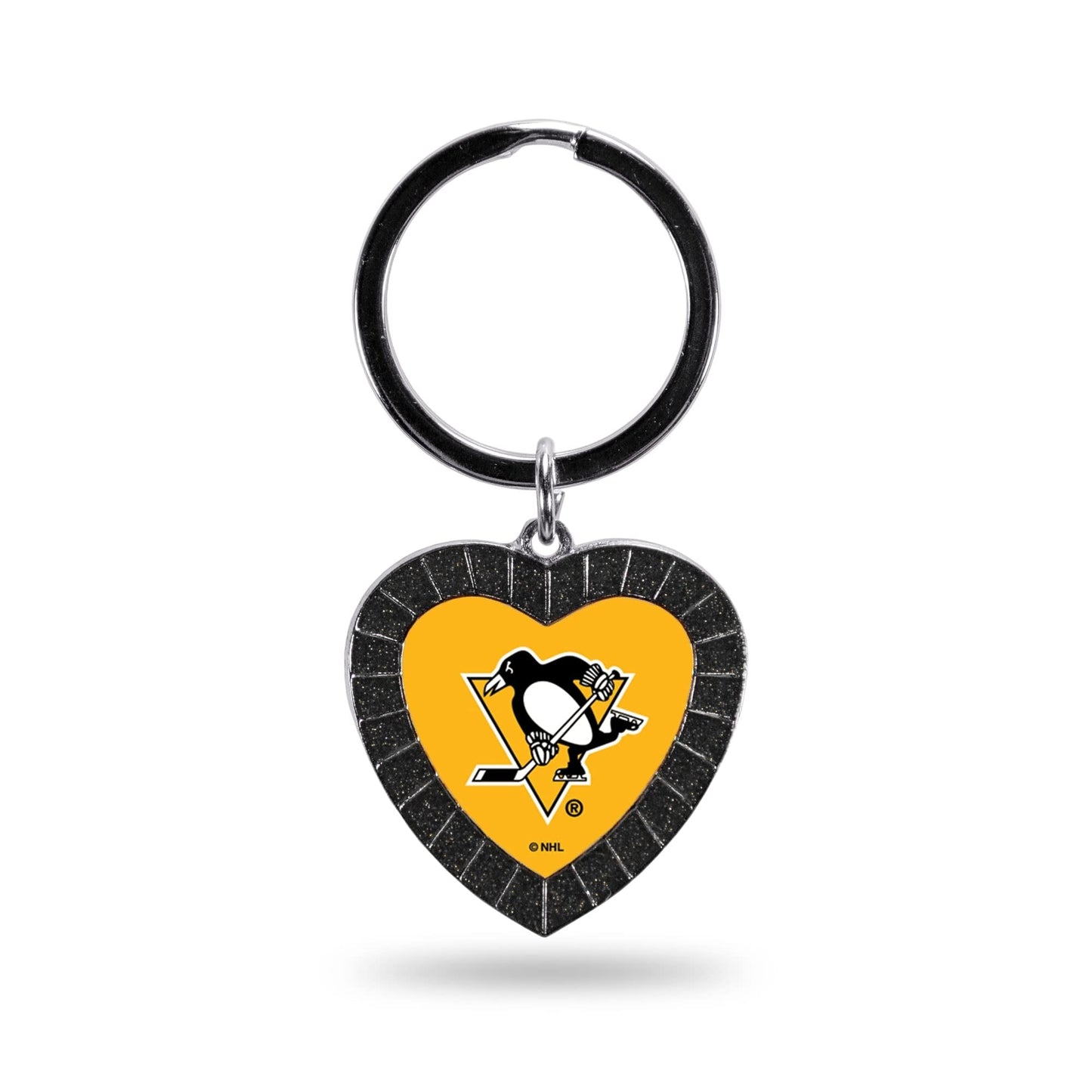 Rico NMKH7202BK Penguins Colored Rhinestone Heart Keychain - Black by Fielders Choice