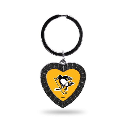Rico NMKH7202BK Penguins Colored Rhinestone Heart Keychain - Black by Fielders Choice