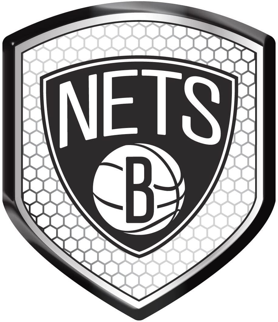 Brooklyn Nets High Intensity Reflector, Shield Shape, Raised Decal Sticker, 2.5x3.5 Inch, Home or Auto, Full Adhesive Backing by Fielders Choice