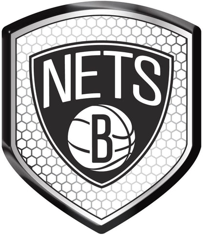 Brooklyn Nets High Intensity Reflector, Shield Shape, Raised Decal Sticker, 2.5x3.5 Inch, Home or Auto, Full Adhesive Backing by Fielders Choice