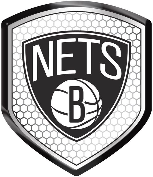 Brooklyn Nets High Intensity Reflector, Shield Shape, Raised Decal Sticker, 2.5x3.5 Inch, Home or Auto, Full Adhesive Backing by Fielders Choice
