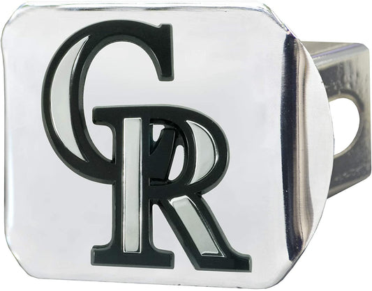 Colorado Rockies Hitch Cover Solid Metal with Raised Chrome Metal Emblem 2" Square Type III by Fielders Choice
