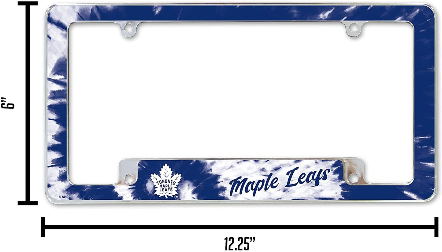 Toronto Maple Leafs Metal License Plate Frame Chrome Tag Cover Tie Dye Design 6x12 Inch by Fielders Choice