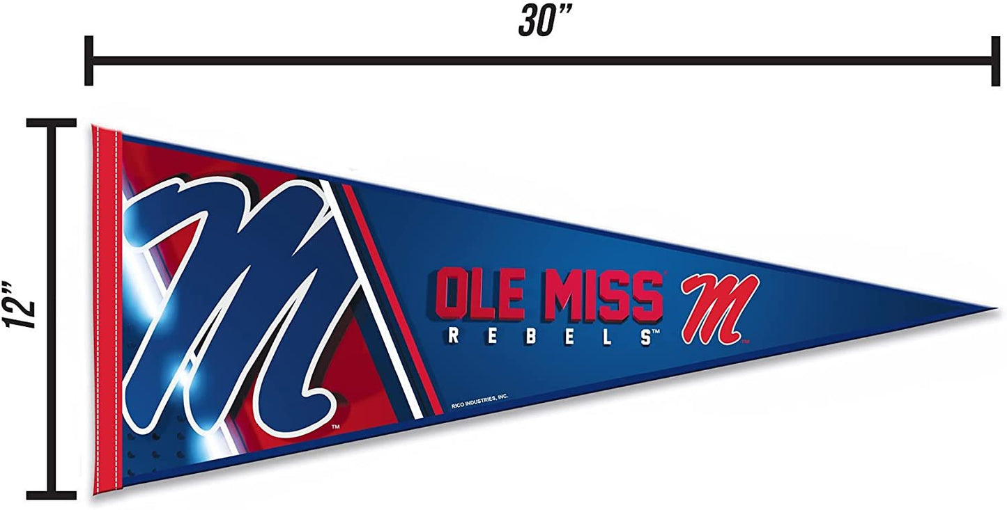 University of Mississippi Rebels Ole Miss Soft Felt Pennant, 12x30 Inch, Easy To Hang by Fielders Choice