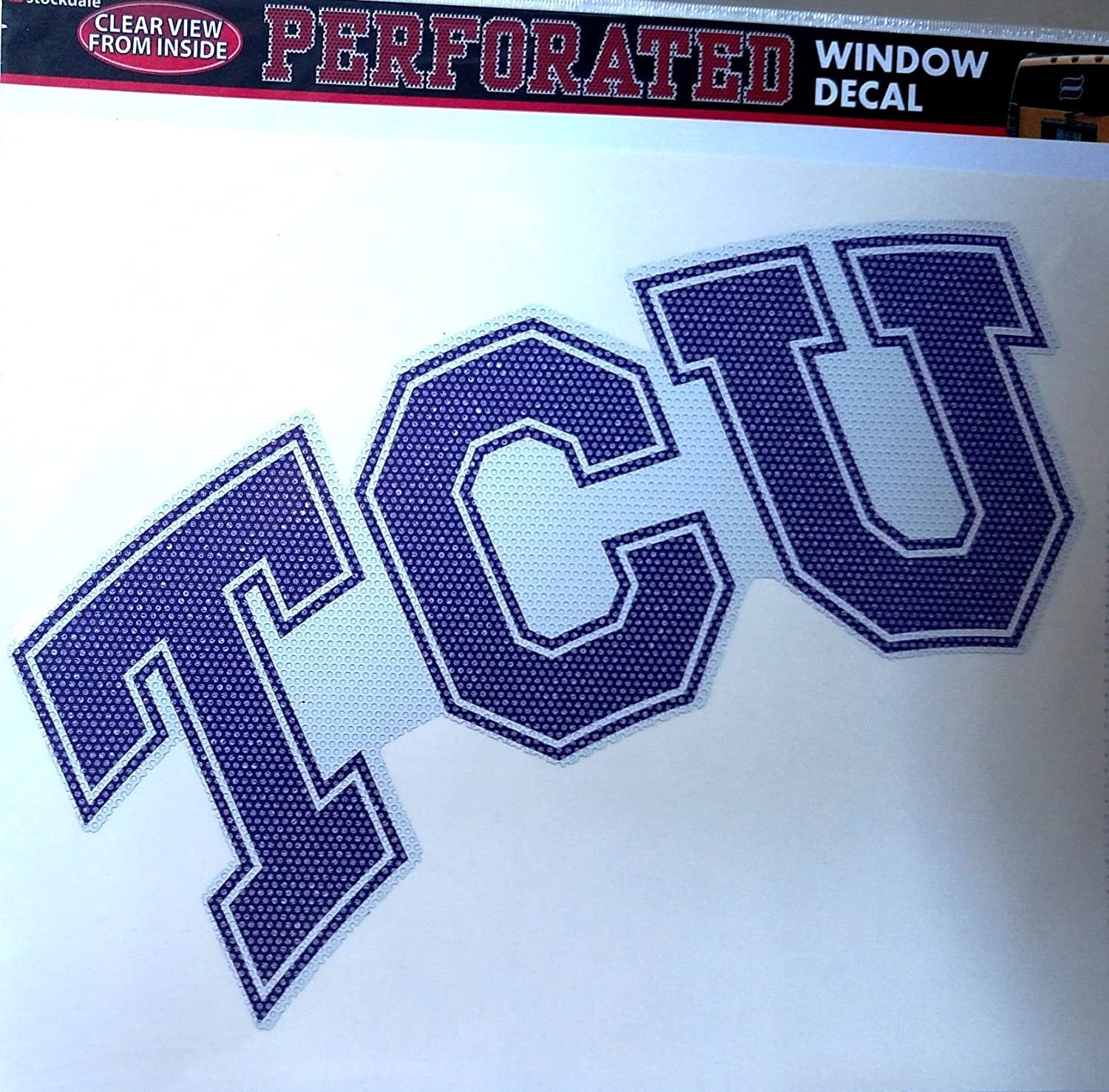 Texas Christian University Horned Frogs TCU 8 Inch Preforated Window Film Decal Sticker, One-Way Vision, Adhesive Backing by Fielders Choice