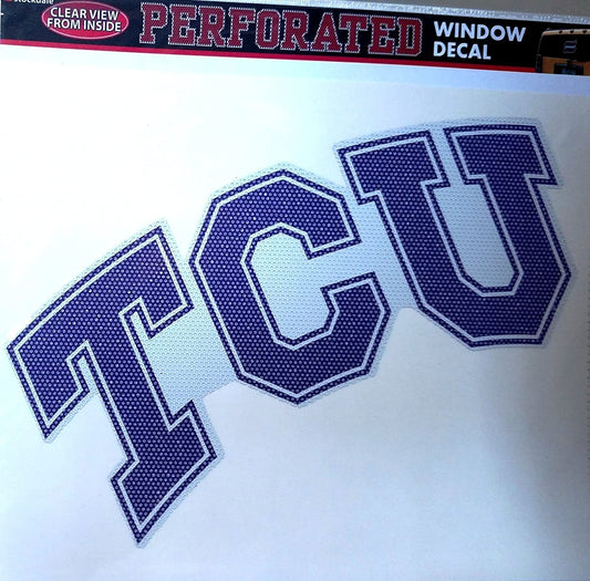 Texas Christian University Horned Frogs TCU 8 Inch Preforated Window Film Decal Sticker, One-Way Vision, Adhesive Backing by Fielders Choice