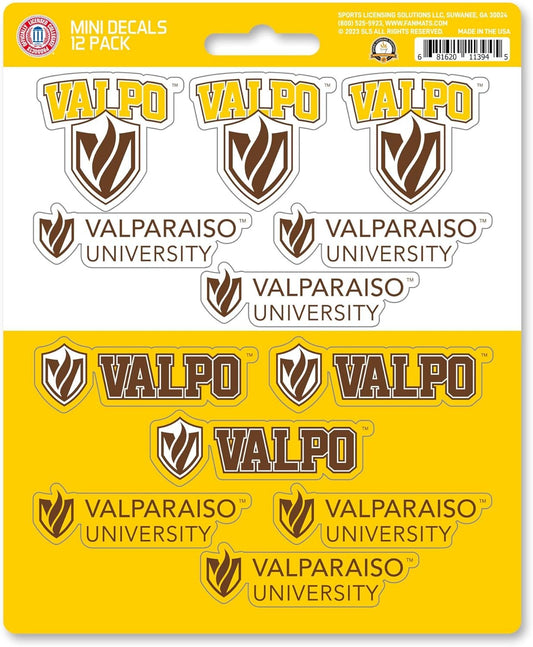 Valparaiso University Beacons 12-Piece Mini Decal Sticker Set, 5x6 Inch Sheet, Gift for football fans for any hard surfaces around home, automotive, personal items by Fielders Choice