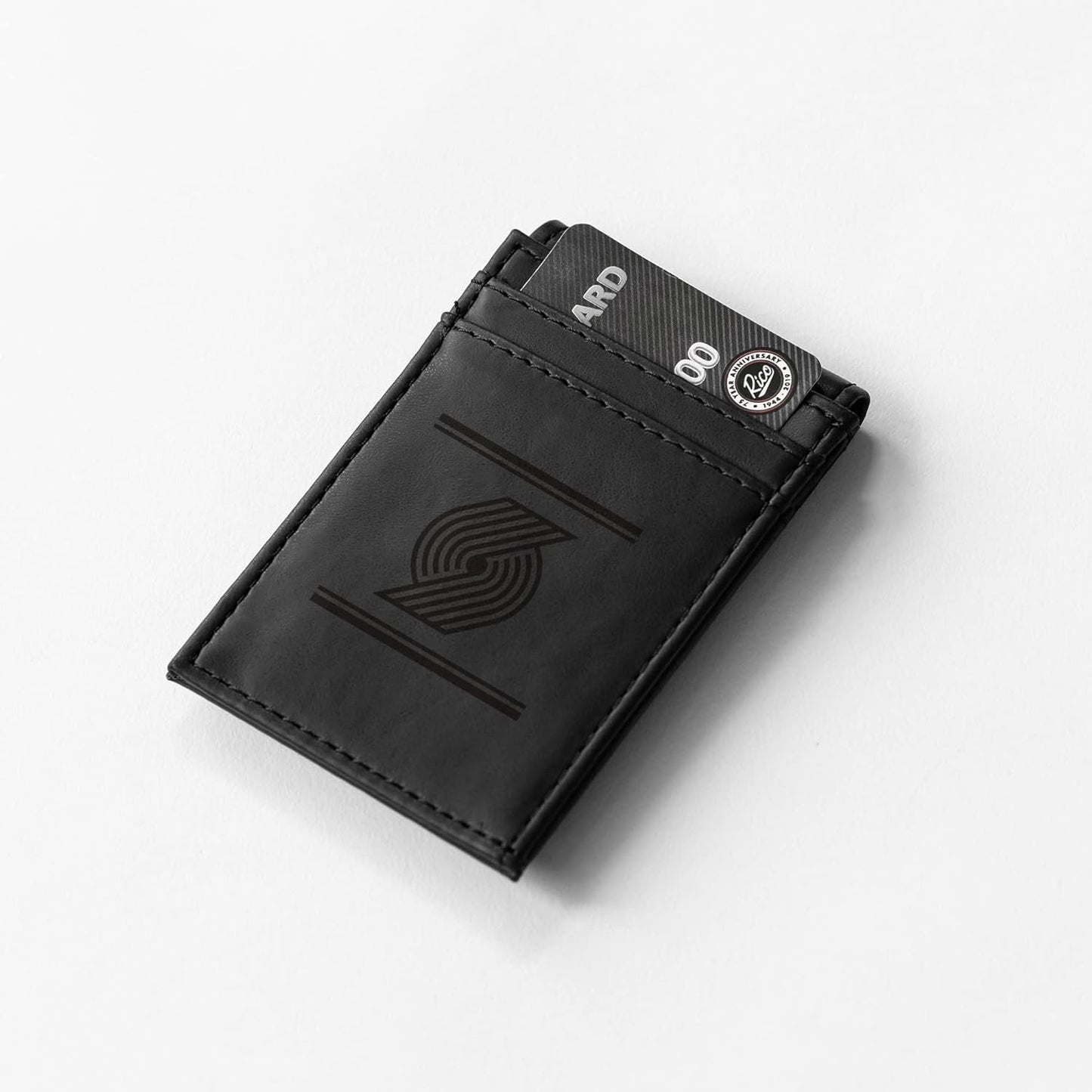Portland Trail Blazers Premium Black Leather Wallet, Front Pocket Magnetic Money Clip, Laser Engraved, Vegan by Fielders Choice
