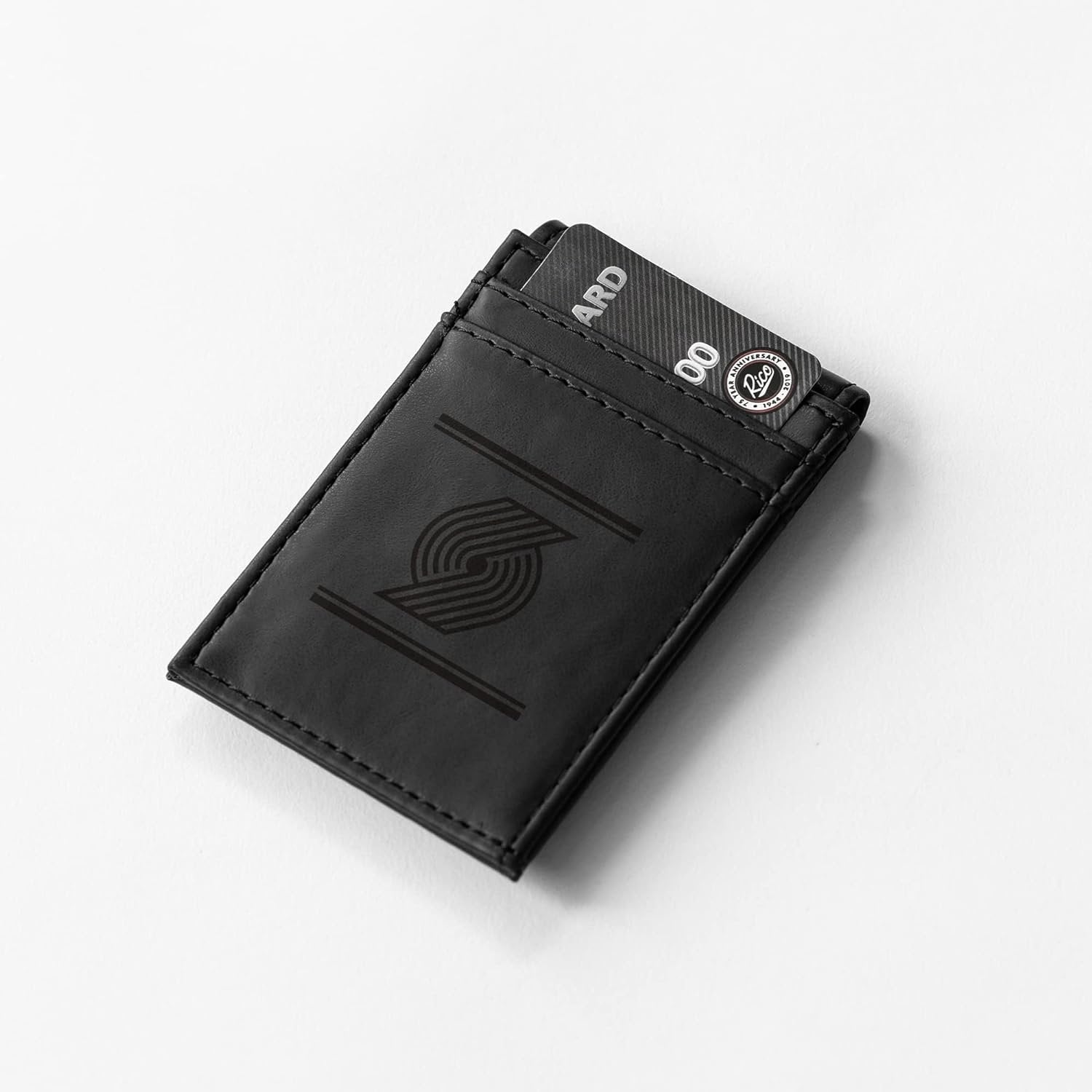 Portland Trail Blazers Premium Black Leather Wallet, Front Pocket Magnetic Money Clip, Laser Engraved, Vegan by Fielders Choice