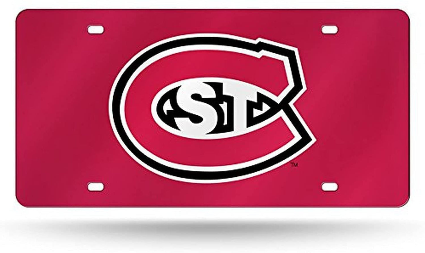St Cloud State University Huskies Premium Laser Cut Tag License Plate, Red Mirrored Acrylic Inlaid, 12x6 Inch by Fielders Choice
