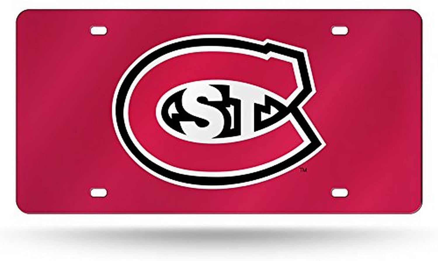 St Cloud State University Huskies Premium Laser Cut Tag License Plate, Red Mirrored Acrylic Inlaid, 12x6 Inch by Fielders Choice