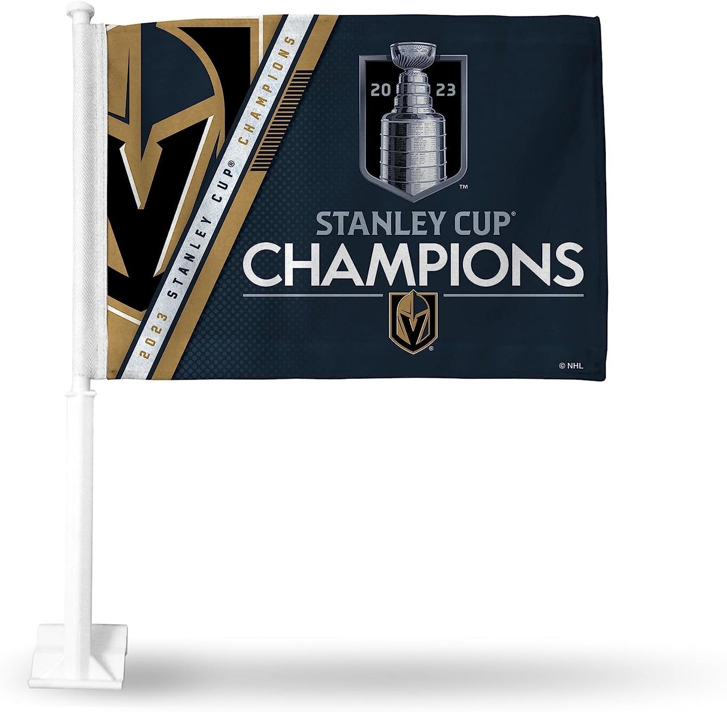 Vegas Golden Knights 2023 Stanley Cup Champions Double Sided Car Flag, Strong Pole That Hooks onto Car/Truck/Automobile by Fielders Choice