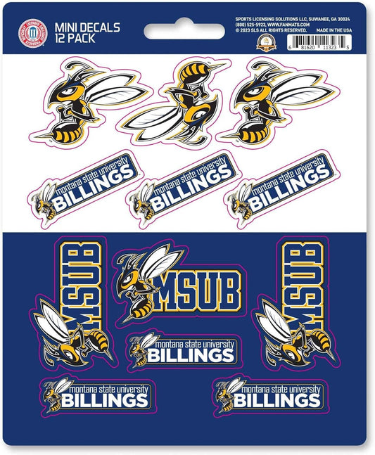 Montana State University Billings Yellowjackets 12-Piece Mini Decal Sticker Set, 5x6 Inch Sheet, Gift for football fans for any hard surfaces around home, automotive, personal items by Fielders Choice