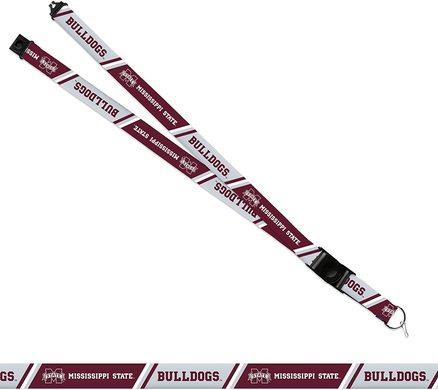 Mississippi State University Bulldogs Lanyard Keychain Double Sided 18 Inch Button Clip Safety Breakaway by Fielders Choice