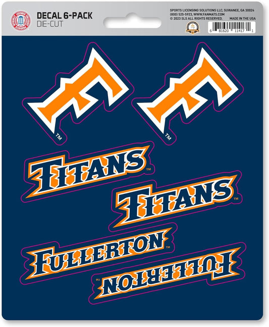 University of California Fullerton Titans 6-Piece Decal Sticker Set, 5x6 Inch Sheet, Gift for football fans for any hard surfaces around home, automotive, personal items by Fielders Choice