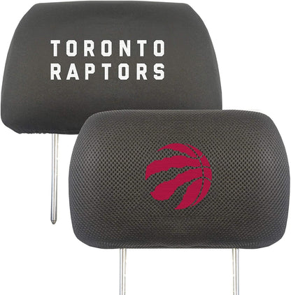 Toronto Raptors Pair of Premium Auto Head Rest Covers, Embroidered, Black Elastic, 14x10 Inch by Fielders Choice