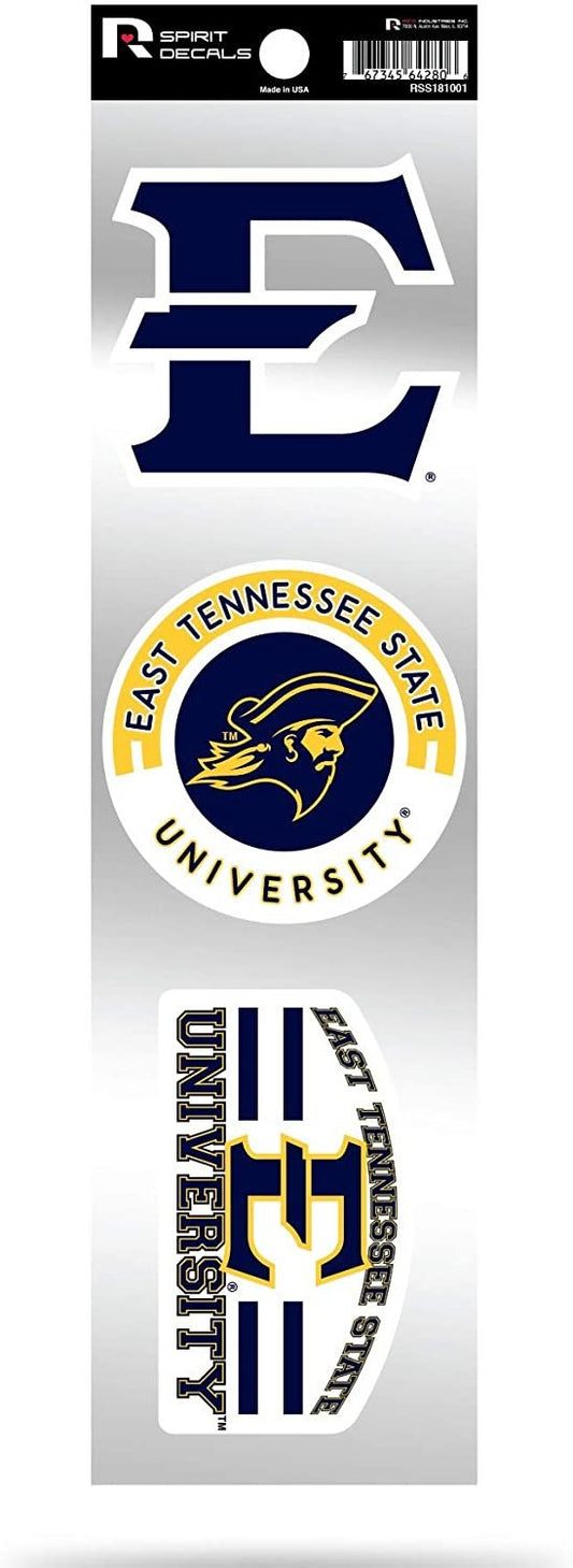 East Tennessee State Buccaneers ETSU Triple Retro Throwback Spirit Decals Flat Vinyl Auto Home Sticker Sheet University of by Fielders Choice