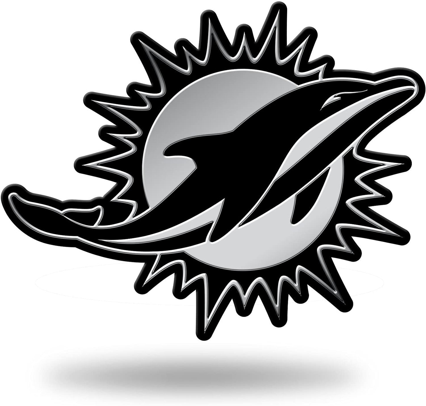 Miami Dolphins Auto Emblem, Silver Chrome Color, Raised Molded Plastic, 3.5 Inch, Adhesive Tape Backing by Fielders Choice