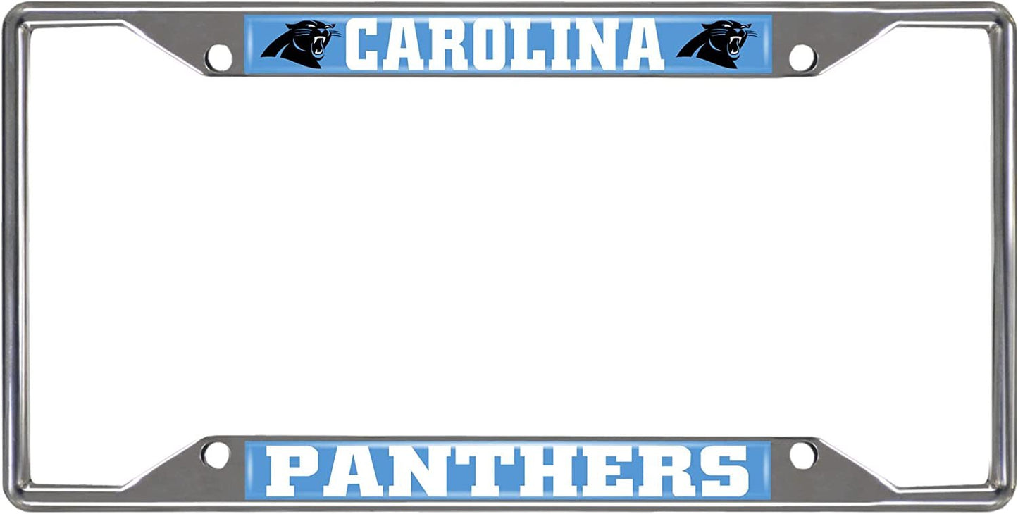 Carolina Panthers Metal License Plate Frame Chrome Tag Cover 6x12 Inch by Fielders Choice