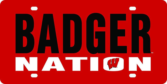 University of Wisconsin Badgers Premium Laser Cut Tag License Plate, Nation, Mirrored Acrylic Inlaid, 6x12 Inch by Fielders Choice