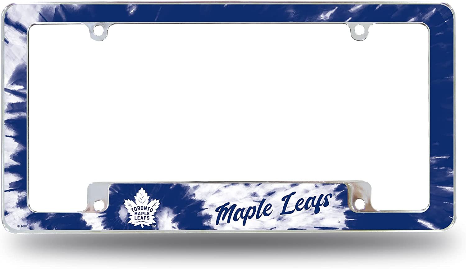 Toronto Maple Leafs Metal License Plate Frame Chrome Tag Cover Tie Dye Design 6x12 Inch by Fielders Choice
