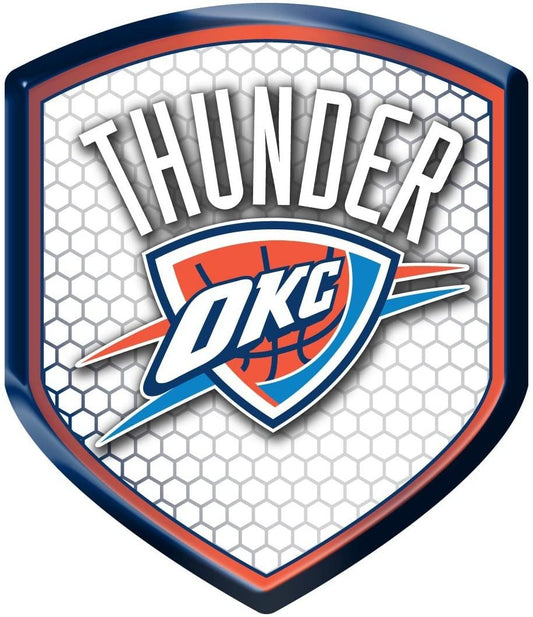Oklahoma City Thunder High Intensity Reflector, Shield Shape, Raised Decal Sticker, 2.5x3.5 Inch, Home or Auto, Full Adhesive Backing by Fielders Choice