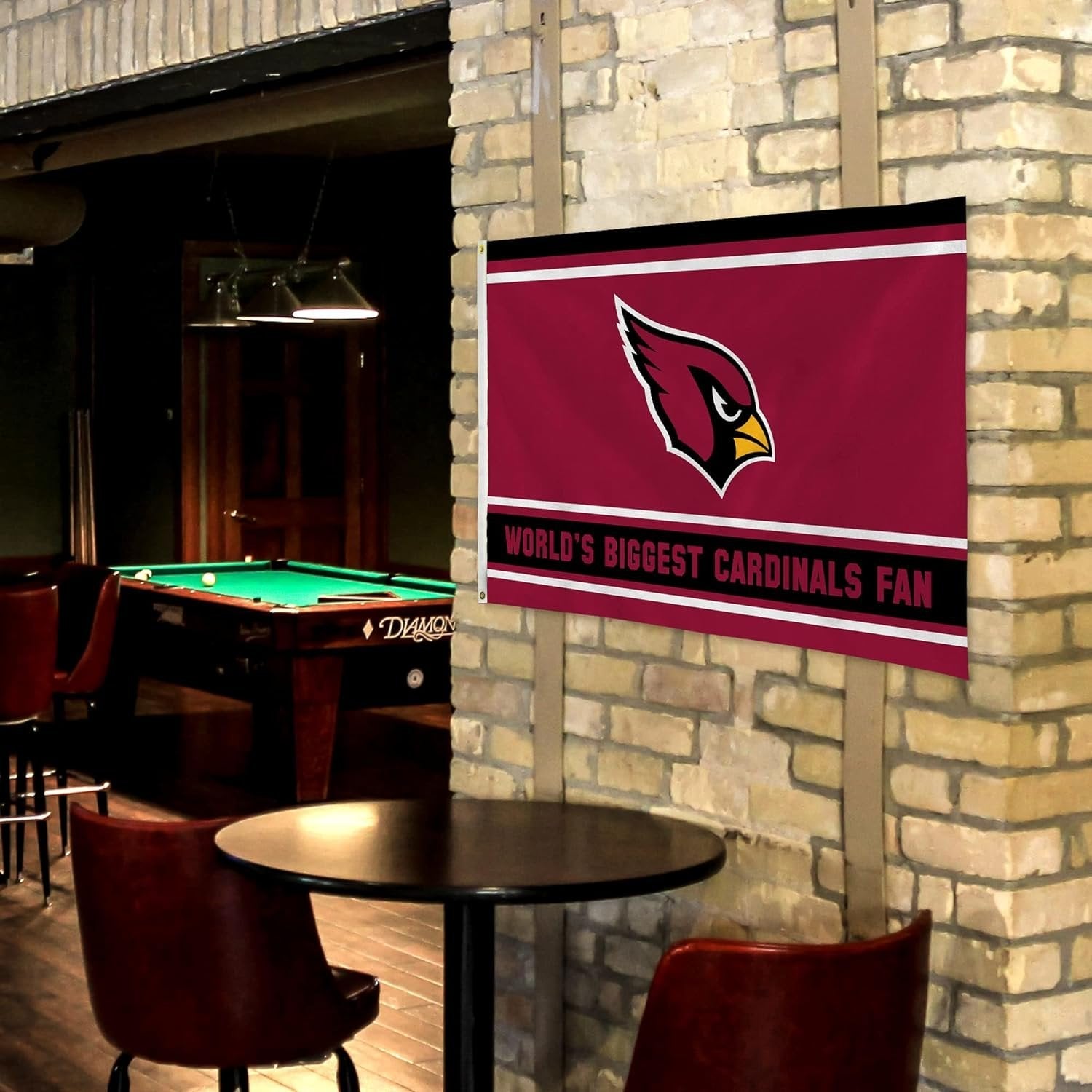 Arizona Cardinals 3x5 Feet Flag Banner, World's Biggest Fan, Metal Grommets, Single Sided, Indoor or Outdoor Use by Fielders Choice