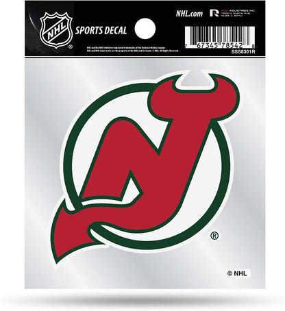New Jersey Devils 4x4 Inch Decal Sticker Retro Logo Clear Backing by Fielders Choice