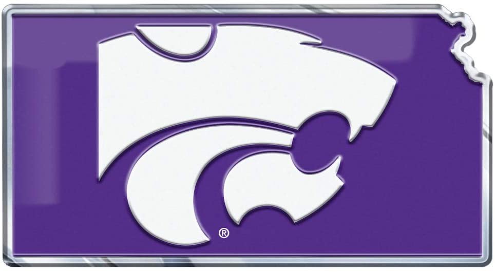 Kansas State University Wildcats Team State Design Auto Emblem, Aluminum Metal, Embossed Team Color, Raised Decal Sticker, Full Adhesive Backing by Fielders Choice
