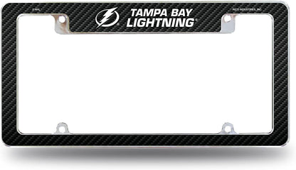 Tampa Bay Lightning Metal License Plate Frame Chrome Tag Cover Carbon Fiber Design 6x12 Inch by Fielders Choice