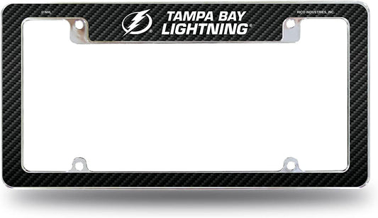 Tampa Bay Lightning Metal License Plate Frame Chrome Tag Cover Carbon Fiber Design 6x12 Inch by Fielders Choice
