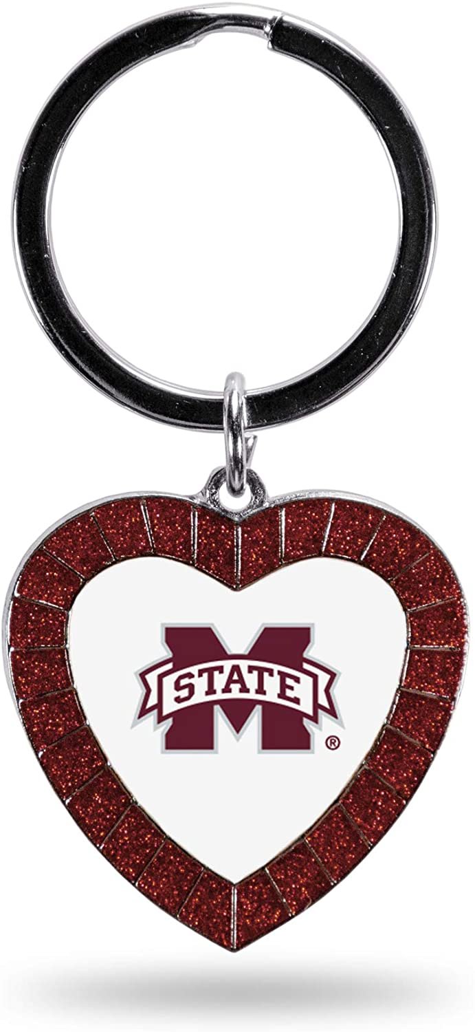 Mississippi State University Bulldogs Keychain Color Rhinestone Heart by Fielders Choice