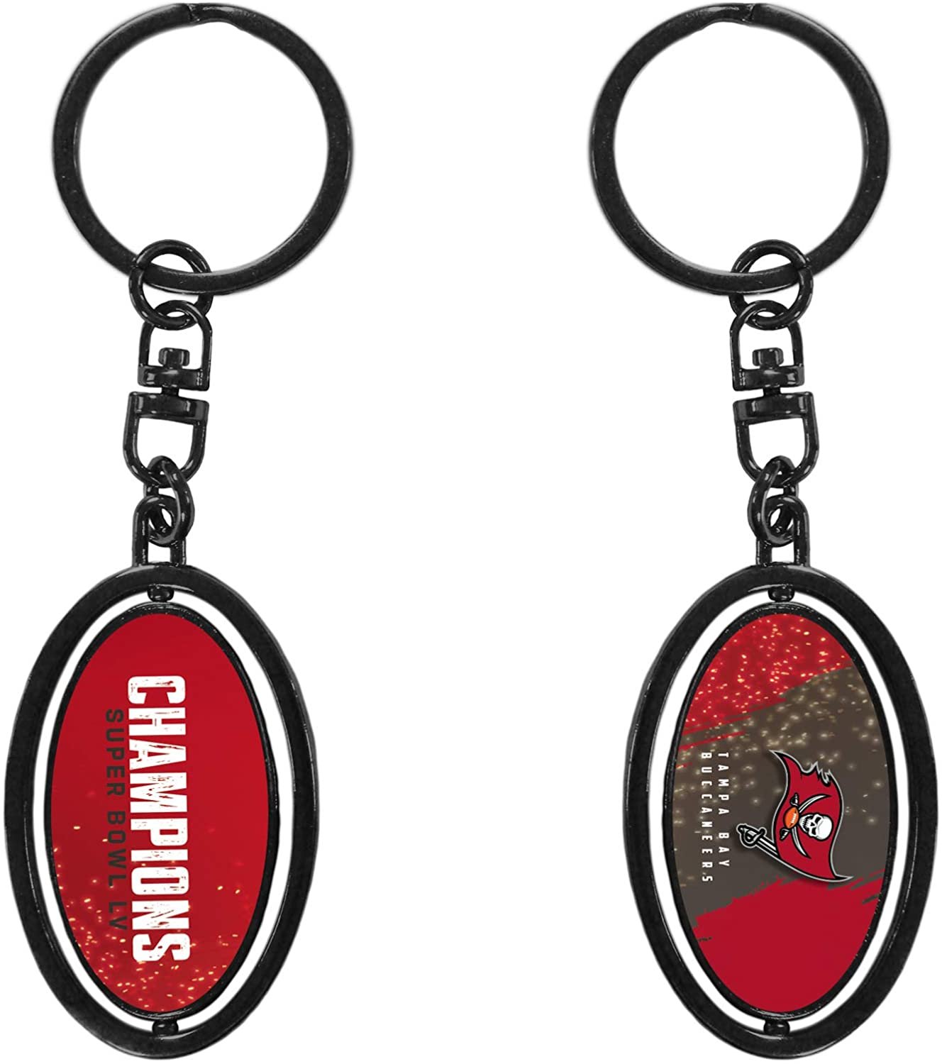 Buccaneers LV Champions Keychain Metal Oval 2-sided Spinner Key Chain Football by Fielders Choice