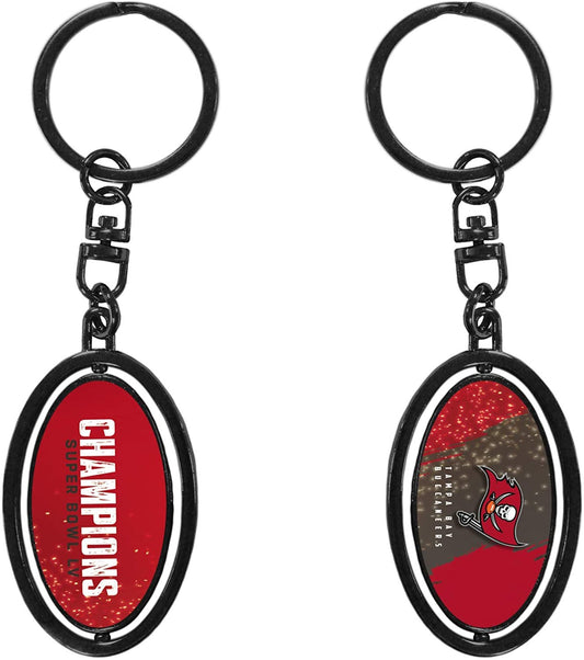 Buccaneers LV Champions Keychain Metal Oval 2-sided Spinner Key Chain Football by Fielders Choice