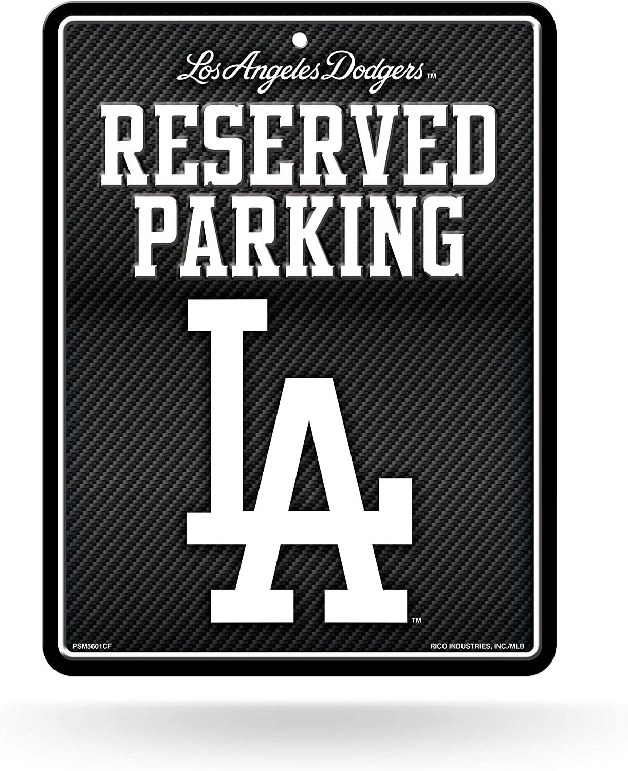 Los Angeles Dodgers Metal Parking Sign, Carbon Fiber Design, 8.5 x 11 Inch, Novelty for Wall, Indoor or Outdoor Use by Fielders Choice