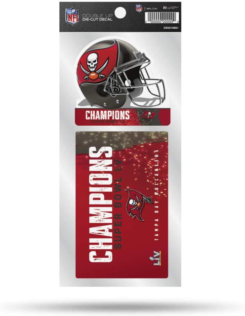 Tampa Bay Buccaneers 2021 Super Bowl LV Champions Sticker Decal Sheet 2-Piece, 4 Inch Double Up by Fielders Choice