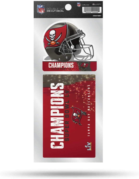 Tampa Bay Buccaneers 2021 Super Bowl LV Champions Sticker Decal Sheet 2-Piece, 4 Inch Double Up by Fielders Choice