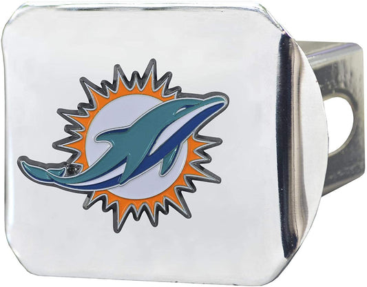Miami Dolphins Hitch Cover Solid Metal with Raised Color Metal Emblem 2" Square Type III by Fielders Choice