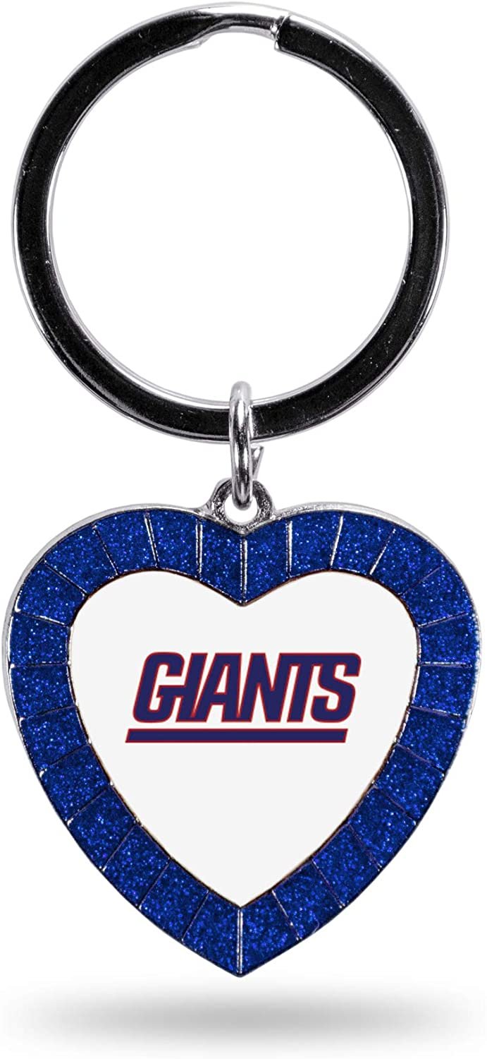 New York Giants Keychain Color Rhinestone Heart by Fielders Choice