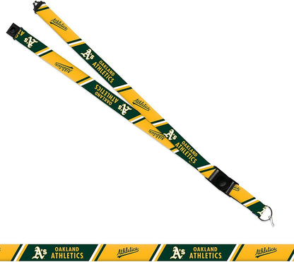 Oakland Athletics A's Lanyard Keychain Double Sided 18 Inch Button Clip Safety Breakaway by Fielders Choice