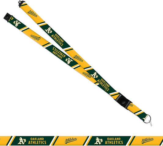 Oakland Athletics A's Lanyard Keychain Double Sided 18 Inch Button Clip Safety Breakaway by Fielders Choice