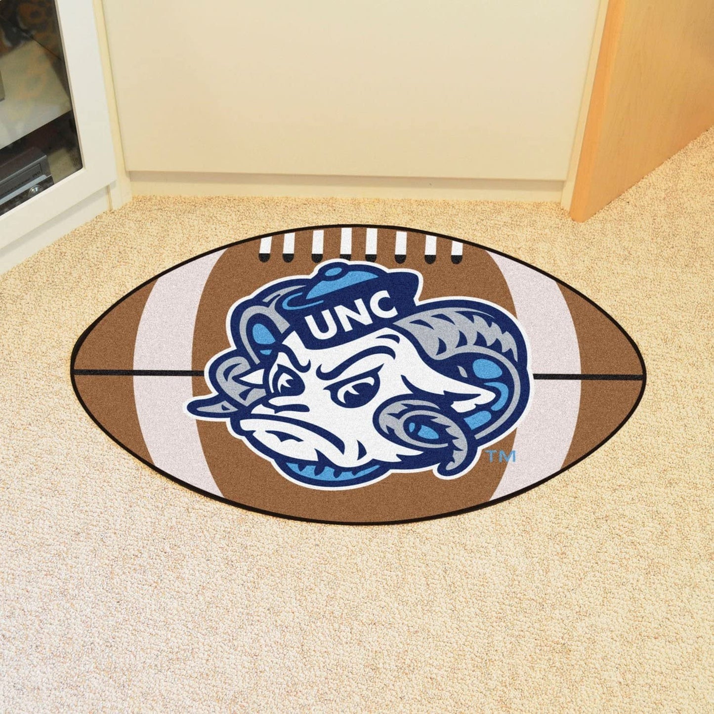 University of North Carolina Tar Heels UNC Floor Mat Area Rug, 20x32 Inch, Non-Skid Backing, Football Design by Fielders Choice