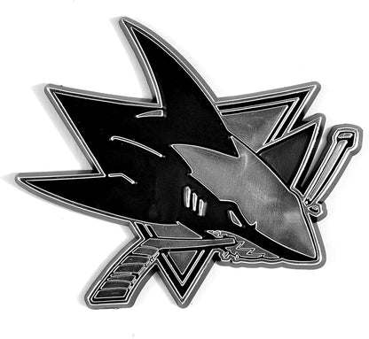 San Jose Sharks Auto Emblem, Plastic Molded, Silver Chrome Color, Raised 3D Effect, Adhesive Backing by Fielders Choice
