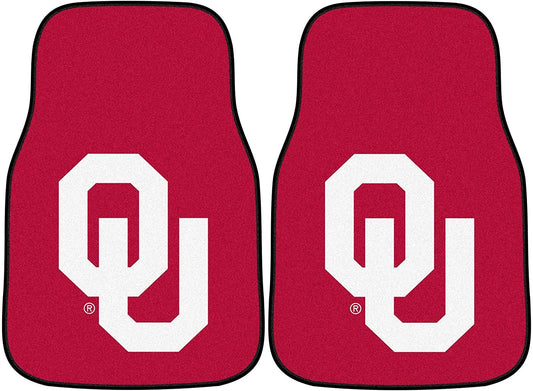 University of Oklahoma Sooners Front Floor Mats, Carpet Car Set, 18x27 Inch, Nylon, Set of 2 by Fielders Choice