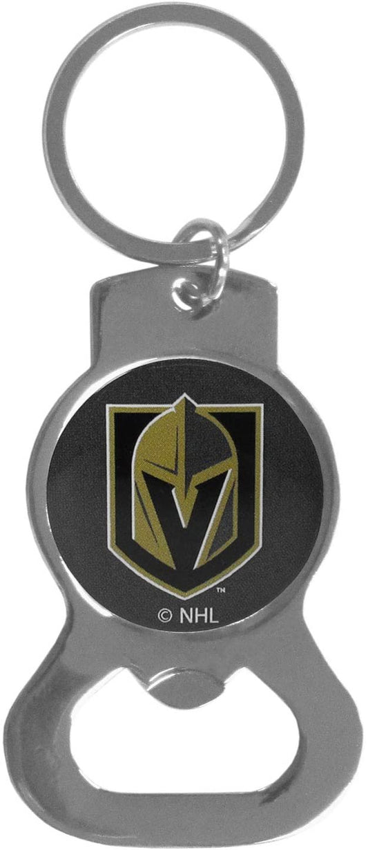 Vegas Golden Knights Premium Solid Metal Bottle Opener Keychain, Silver Key Ring, Team Logo by Fielders Choice