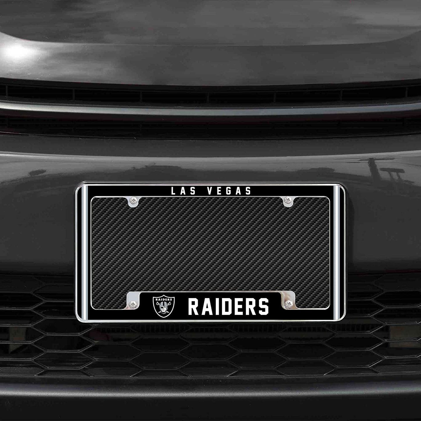 Las Vegas Raiders Metal License Plate Frame Chrome Tag Cover Alternate Design 6x12 Inch by Fielders Choice
